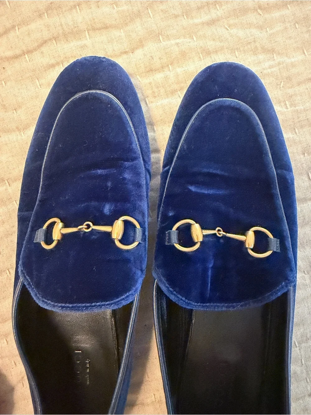 Gucci Blue Velvet Horsebit Loafers - Picture 4 of 8